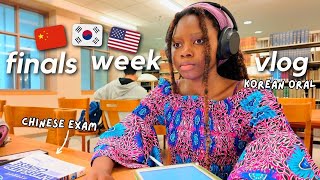 FINALS WEEK studying 3 LANGAUGES 🇰🇷🇨🇳🇺🇸 | sleeping pods, presentations, and cafes