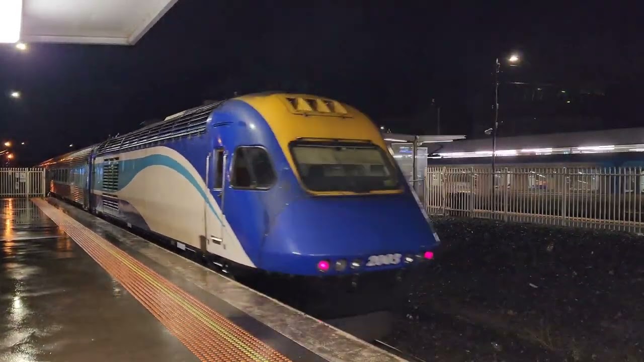 WET! WINDY! RAIN! Night Trains at Broadmeadows Station. Rare QBX leading the Steel Train