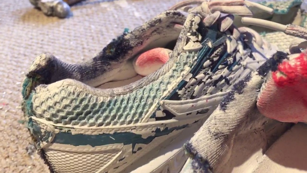 Mizuno Women’s Running Shoes- submerged in paint pot, dried, them destroyed. Final inspection