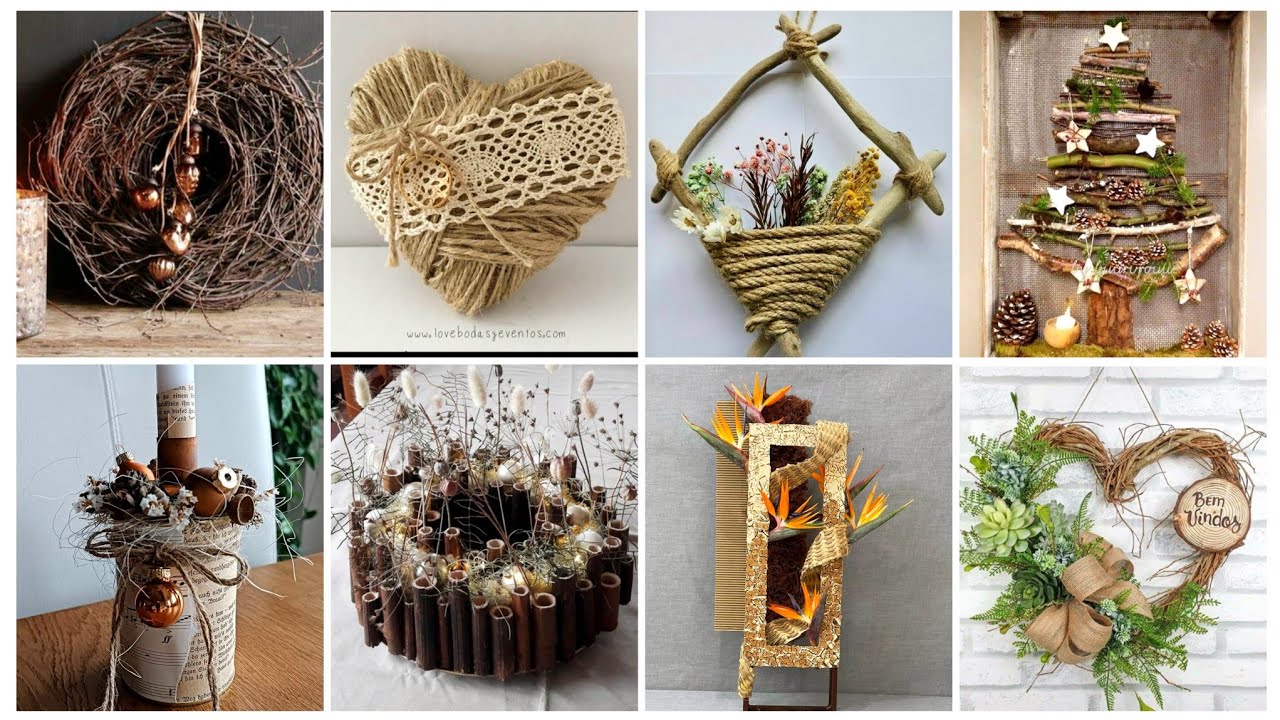 🎄Красота и воображение: поделки в деревенском стиле из старых вещей | Декор дома из джута и веток...