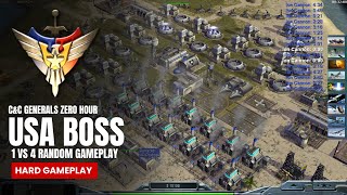 USA BOSS vs 4 RANDOM HARD Gameplay - Command &amp; Conquer Generals Zero Hour