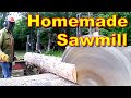 Homemade Circular Sawmill, 52" Blade Rips Through a Log