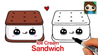 How to Draw an Ice Cream Sandwich Easy