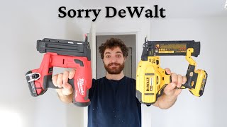 Milwaukee vs Dewalt: 18g brad nailer trim job
