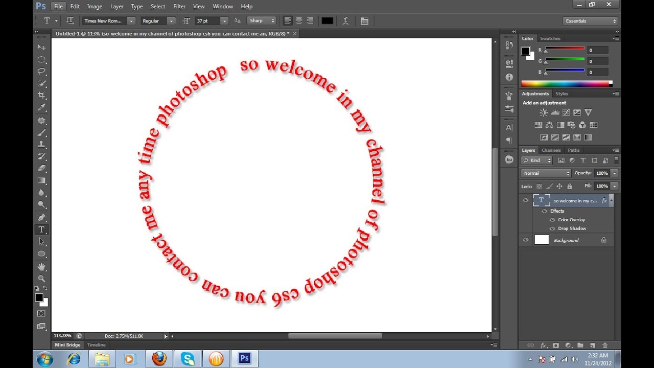 type text in a circle in photoshop