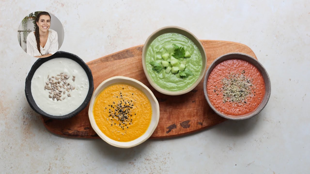 4 CREMAS FRÍAS - Listas en 5 minutos!! - Recetas veganas fáciles - Amanda Ortiga