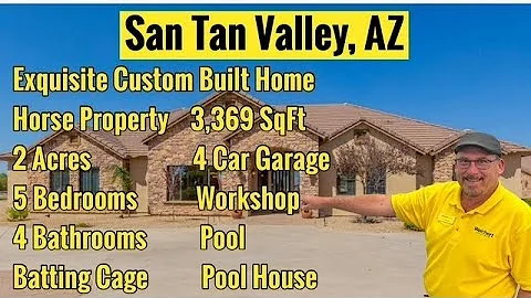 Exquisite Custom Horse Property in SanTan Valley, AZ, | NO HOA, 2 Acres 3,369SqFt,5Bd,4Ba,4Car, Pool