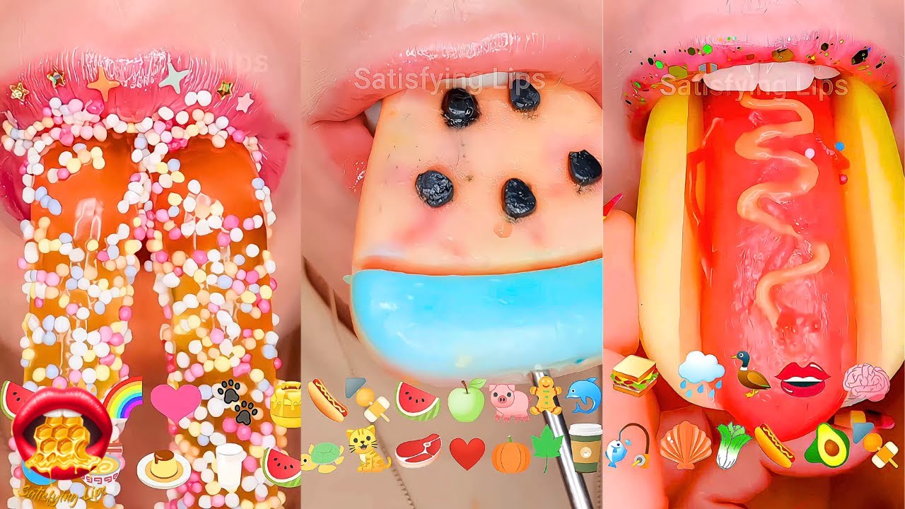 Satisfying ASMR Eating EMOJI FOOD CHALLENGE Mukbang 먹방