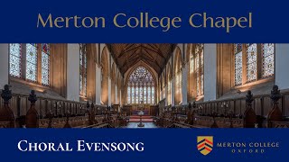 Choral Evensong Tuesday 4 June from Merton College Chapel, Oxford