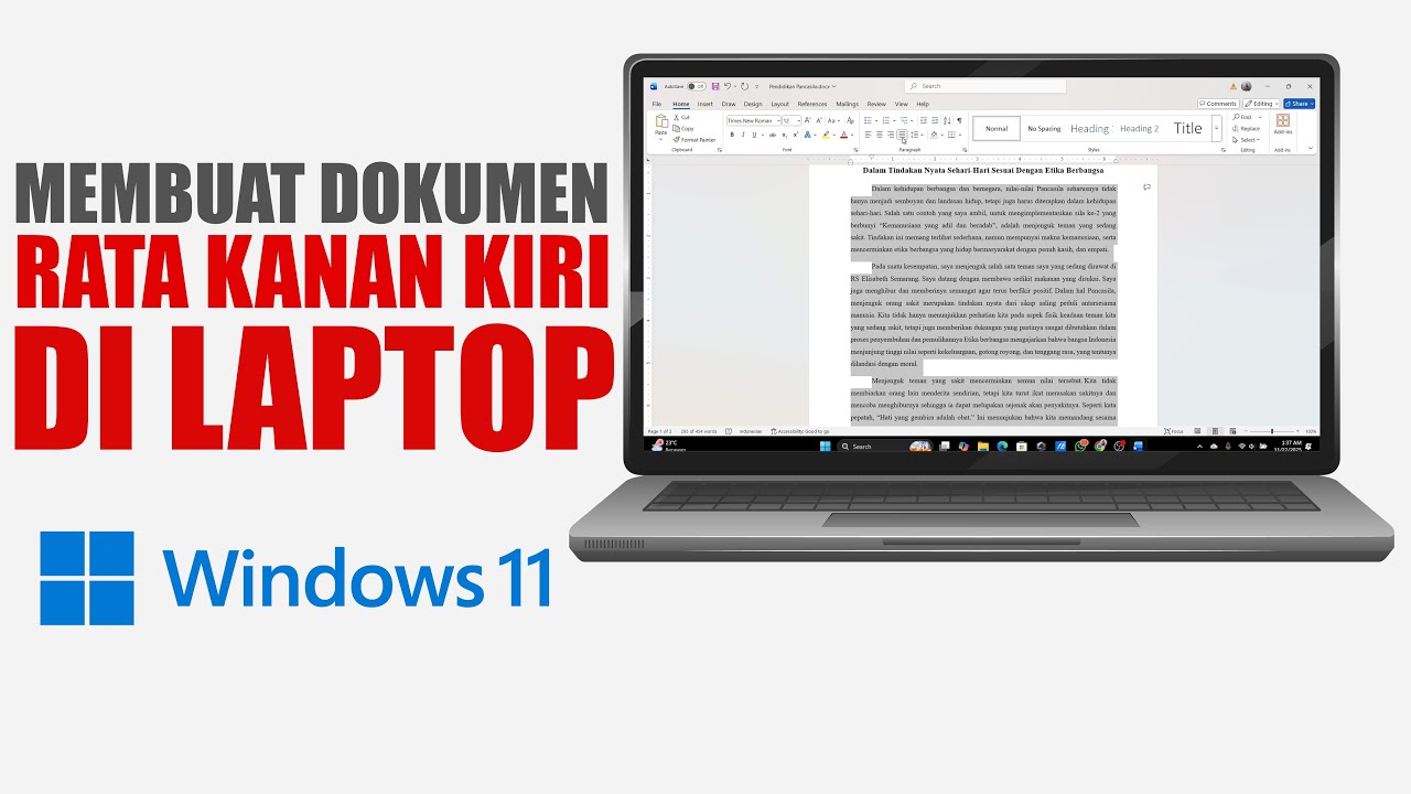 Cara Membuat Dokumen Rata Kanan Kiri Justify Pada Microsoft Word Di Laptop