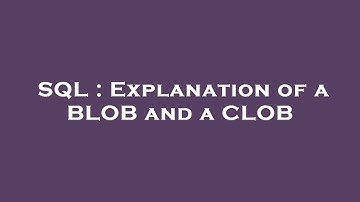 SQL : Explanation of a BLOB and a CLOB