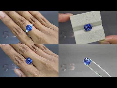 Негретый сапфир Royal Blue в огранке кушон 5,98 карат, Шри-Ланка Видео  № 1