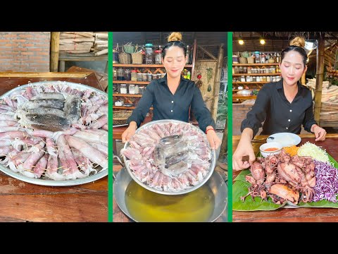 Squid fry stuffed pork recipe | Cooking with sros | How squid is cook | Cooking with Sros