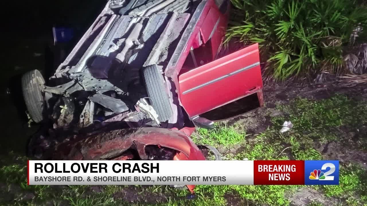 Rollover crash in North Fort Myers - YouTube