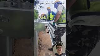 Highway Guardrail Installation Construction Process #Construction #WorkProcess #Efficiency