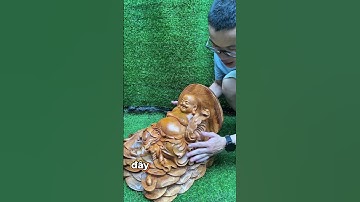 Tượng Di Lặc ngồi đống tiền gỗ ngọc am #đồ_gỗ_mỹ_nghệ