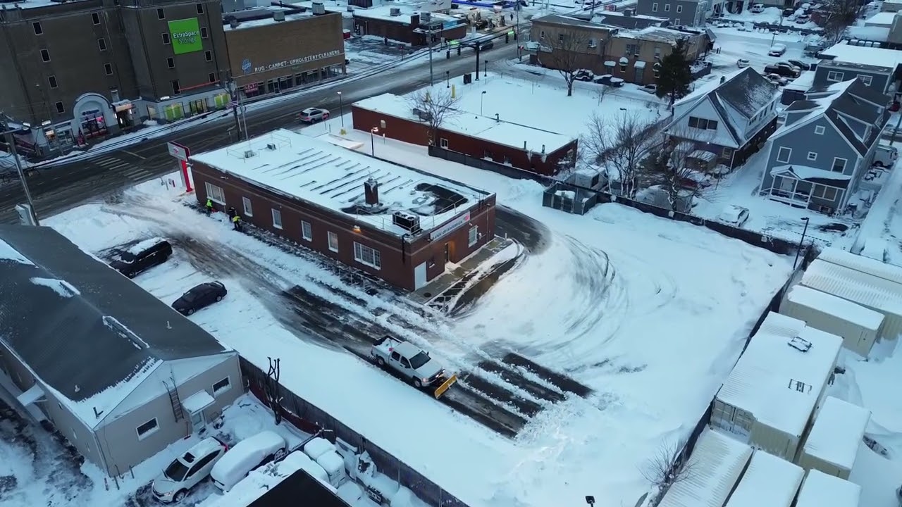 Snow storm arial view