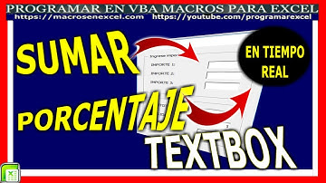 544 ❤️ Como SUMAR TEXTBOX 🔥 Sacar  PORCENTAJE en TIEMPO REAL o Simultaneamente EXCEL VBA
