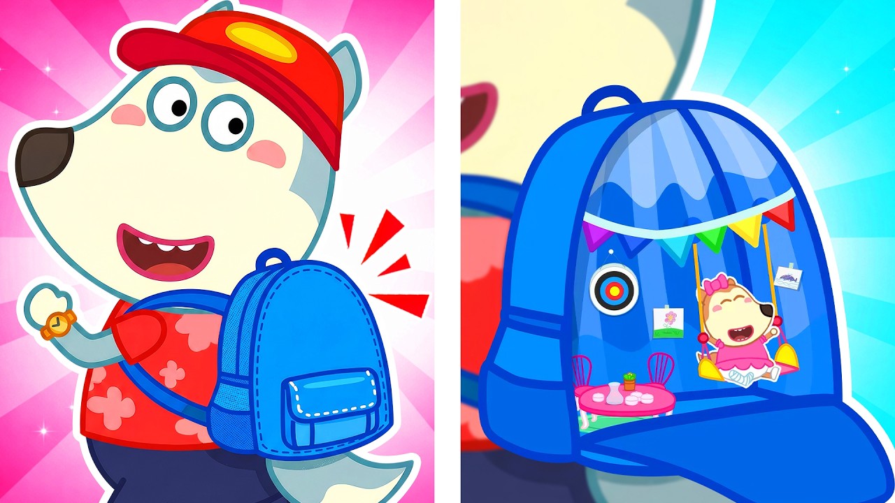 Baby Builds SECRET Playroom Inside School Backpack! 🎒 | Wolfy - Baby Cartoons