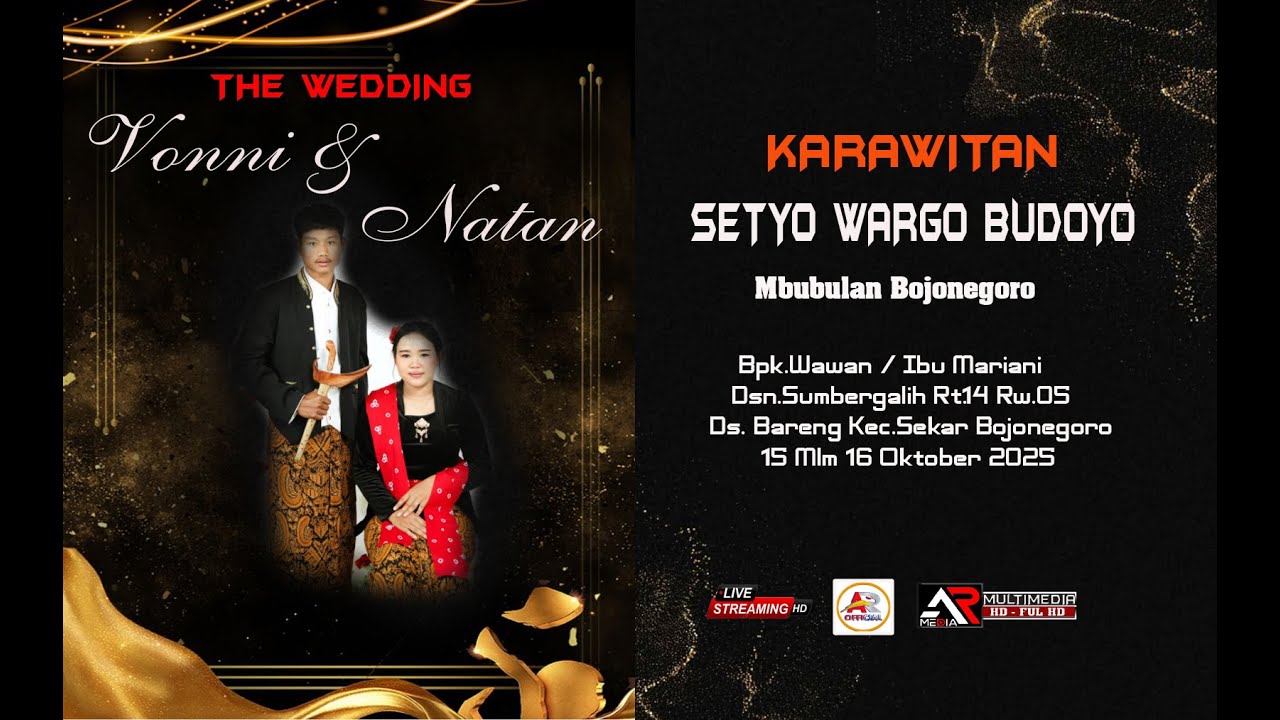 LIVE STREAM // KARAWITAN SETYO WARGO BUDOYO BOJONEGORO // WEDDING VONNI & NATAN