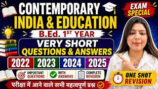 Contemporary India & Education | Very Short Questions & Answer | B.Ed 1st Year | B.Ed Exam 2026 |