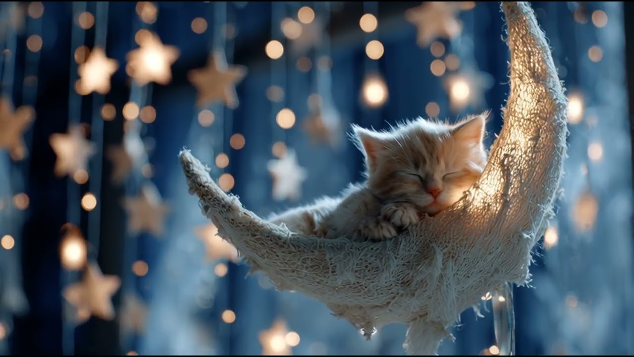 "Sleepy Kitten and the Silver Moon 🌙✨ | Gentle Baby Lullaby Under Blue Stars"