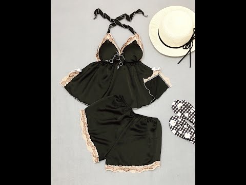 ? Bộ đồ ngủ siêu sexy phi satin | vay ngu tren 60kg