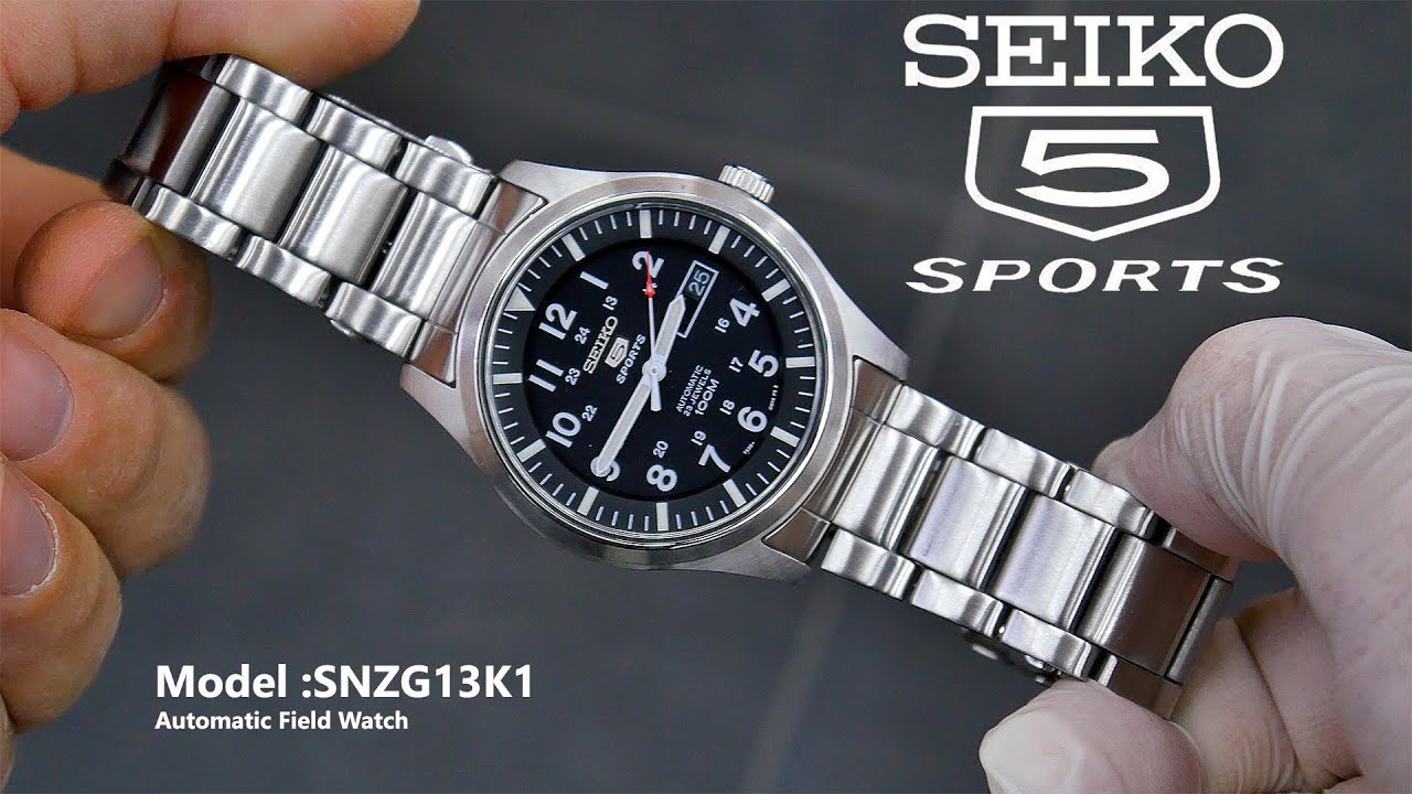 Seiko5 Sport SNZG13K1 Automatic Field Watch - YouTube