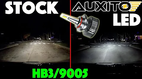 AUXITO LED High Beams HB3 9005 Headlight Review -  Side by Side Comparison