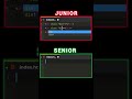 Junior Developer vs Senior Developer. #programming #coding #html #css #javascript #dsa #webdeveloper