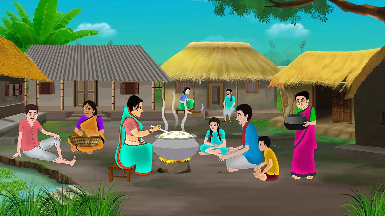 एक हांडी में पाँच परिवारों का खाना | Hindi Story | Hindi Kahaniya | Moral Stories | Cartoon Story