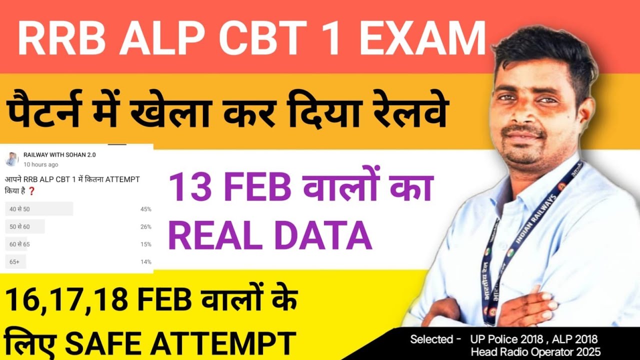 RRB ALP CBT 1 में सबकी हालत खराब Real Data 🔥SAFE ATTEMPT 13,16,17,18 FEB ✅ पैटर्न में खेला कर दिया 