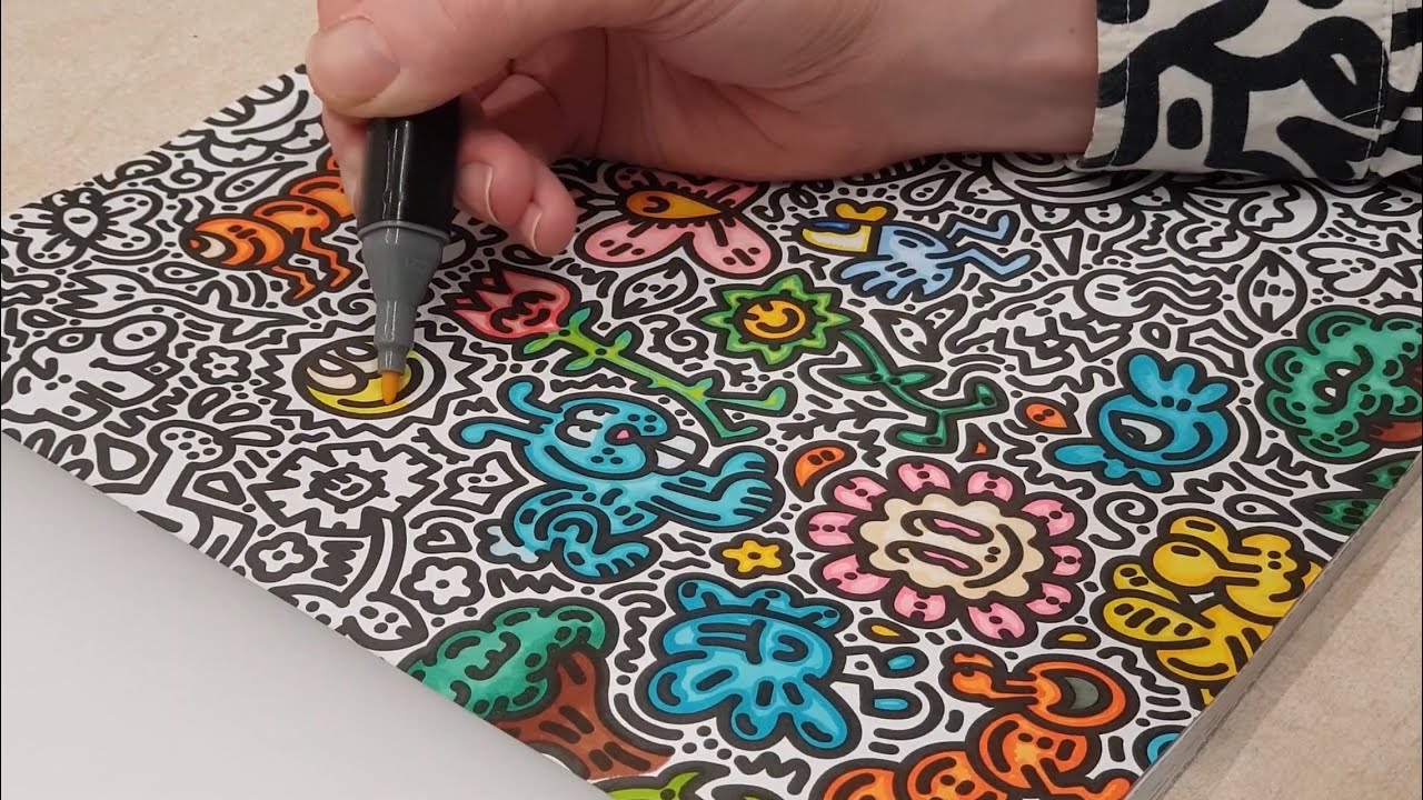 Colouring in my new colouring book - YouTube