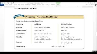 1-2 Properties of Real Numbers