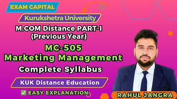 Marketing Management Syllabus | M.Com Distance First Year (Part-I)| Kurukshetra University | RJ | EC