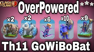 Best Th11 attack strategy. Golem + Ice Golem + bowler + Witch + Bat spell. coc