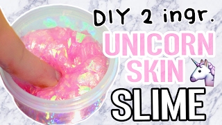 DIY Unicorn Skin SLIME! 2 Simple Ingredients Slime! Trying ASMR! NO Borax/Contact liquid/Detergent