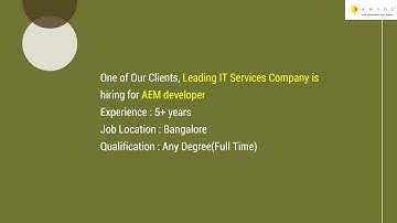 AEM Developer | Adobe Experience Manager Developer | AEM Developer Jobs