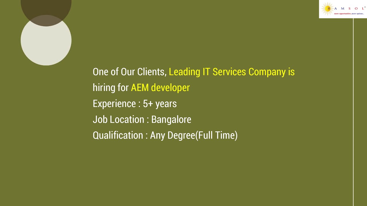 AEM Developer | Adobe Experience Manager Developer | AEM Developer Jobs