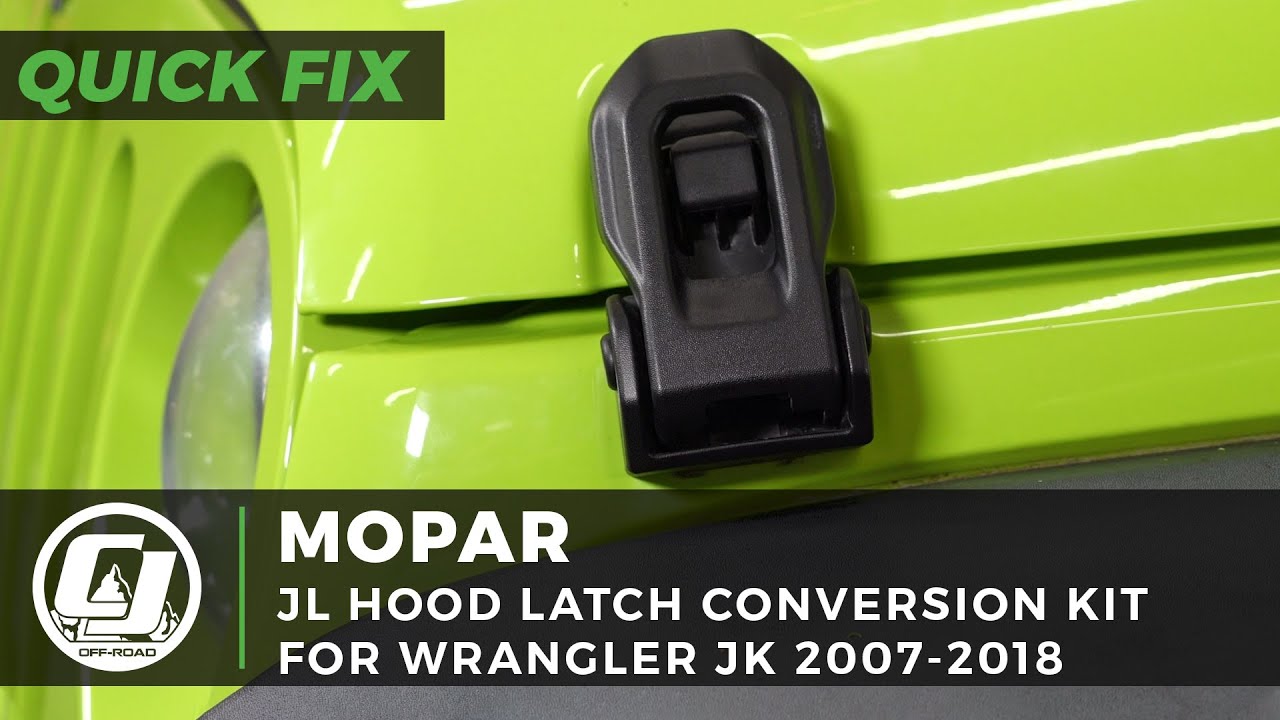 Jeep JK Install: How to fit Mopar Factory Jeep JL Wrangler Hood Latches on  your Jeep JK Wrangler - YouTube