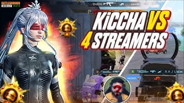 KiCCHA vs 4 STREAMERS | 3 finger claw | fastest 40 fps player | BGMI 1v4 clutchs🔥#kicchaishere