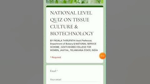 National Level Quiz on Tissue Culture & Biotechnology | Online Quiz Certificate