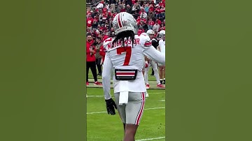 Julian Sayin to Jeremiah Smith during warmups | Ohio State vs. Purdue