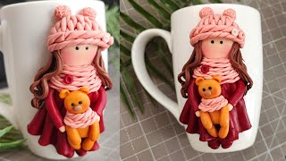 Mug Clay Art | Decorate Mug with a clay doll | Clay Craft Ideas / Cold Porcelain Clay