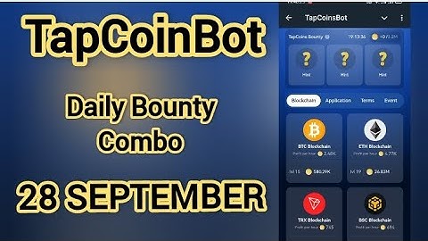 Tapcoin daily bounty 28 September | Tapcoin bounty | Tapcoin daily combo | Tapcoin lucky code.
