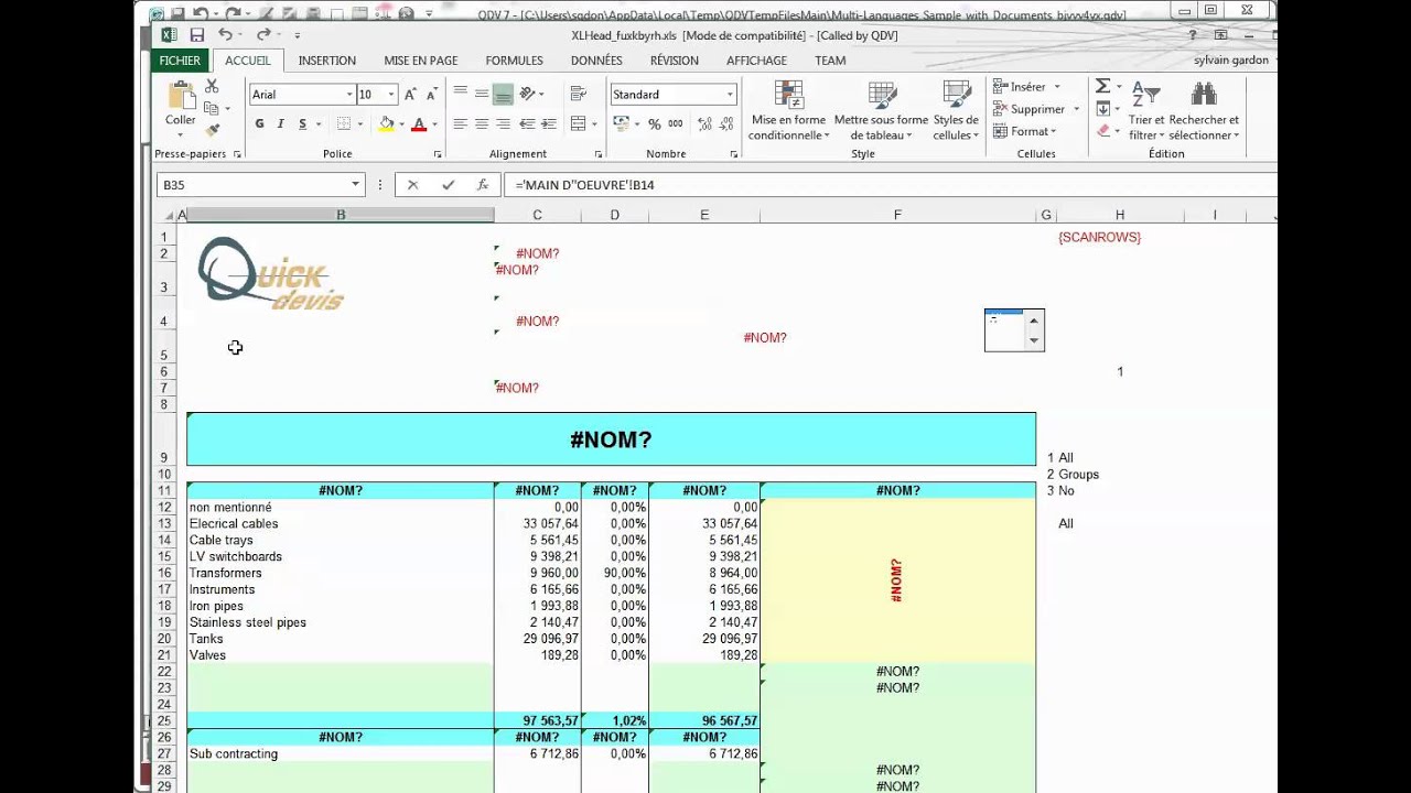 QDV 7 Editer sous Excel