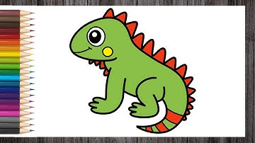 How to Draw Iguana Easy for Kids | Cute Little Drawings