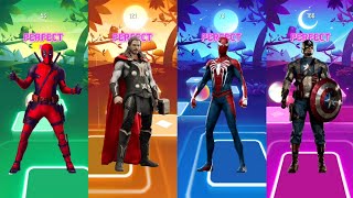 Deadpool 🆚 Thor 🆚 Spiderman 🆚 Captain America‼️TILES HOP EDM RUSH 💥 Who Will Win⁉️