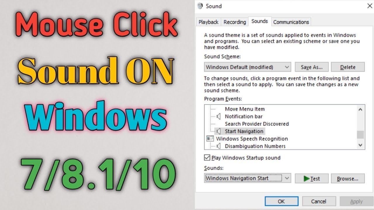 How To Enable Mouse Click Sound In Window 10 YouTube