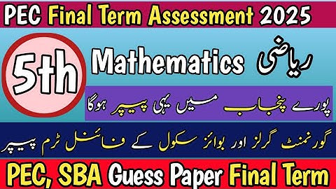 Class 5 Math Guess Paper Annual Term School Based Assessment 2025 | SBA 3rd Term paper 5th